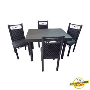 Antecomedor Vancuver-gris tubular 4 sillas