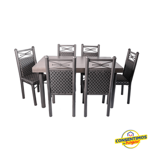 Antecomedor Vancouver-gris tubular 6 sillas