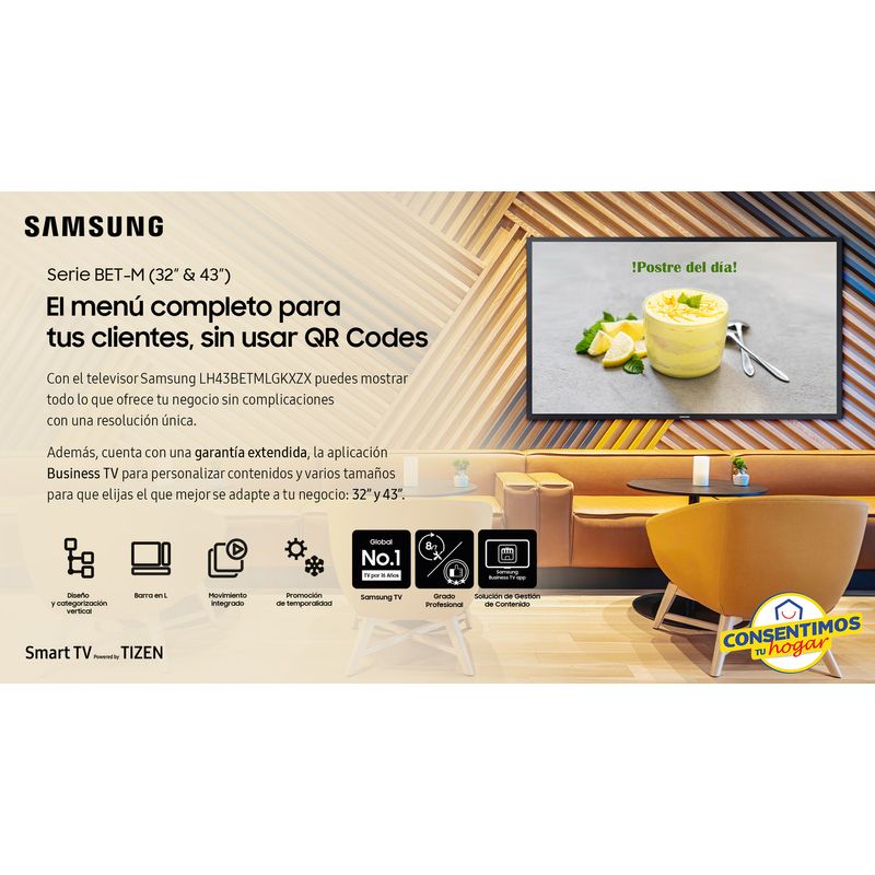 SAMSUNG LH43BETMLGKXZX Televisión Led Samsung 43 Pulgadas SmartTv Seri