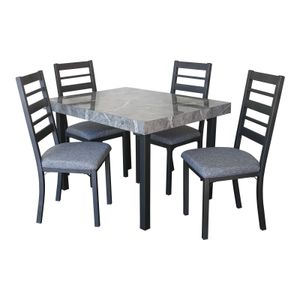 Antecomedor Oslo 4 Sillas Gris Tubular Contemporaneo ZM
