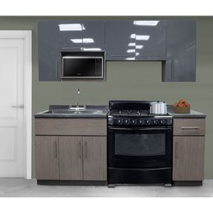 Cocina 2.10 Altima-Gris cubierta de resina con pintura alto brillo